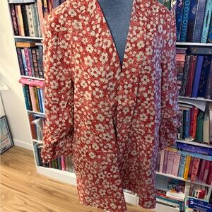 Floral Red Blazer for Women
